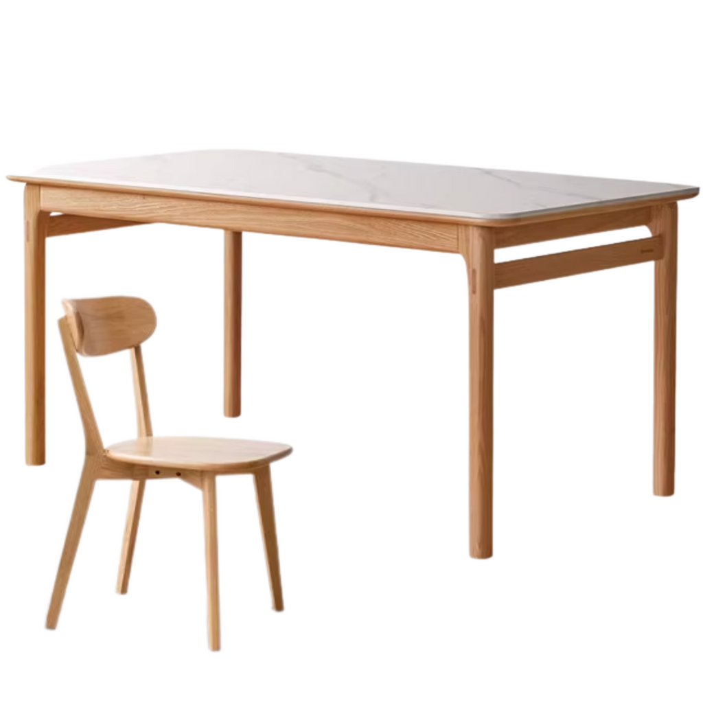 Oak Solid Wood Modern Rock Plate Dining Table