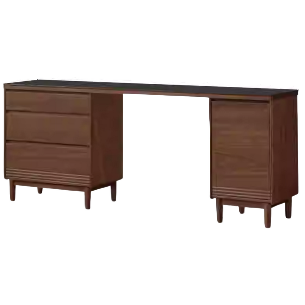 Black Walnut, Oak Solid Wood Light Luxury Style Rock Plate Storage Cabinet