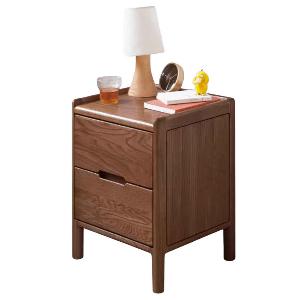 Rubberwood, Oak Solid Wood Simple Modern Style Nightstand