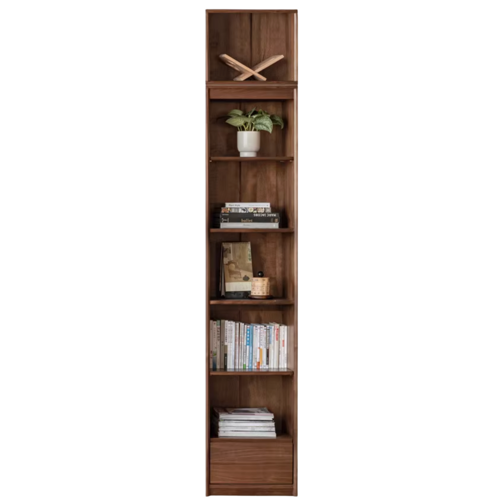 Black Walnut, Golden Sandalwood Solid Wood Bookshelf