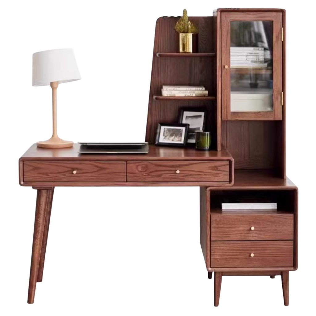 Oak Solid Wood Office Desk Combination