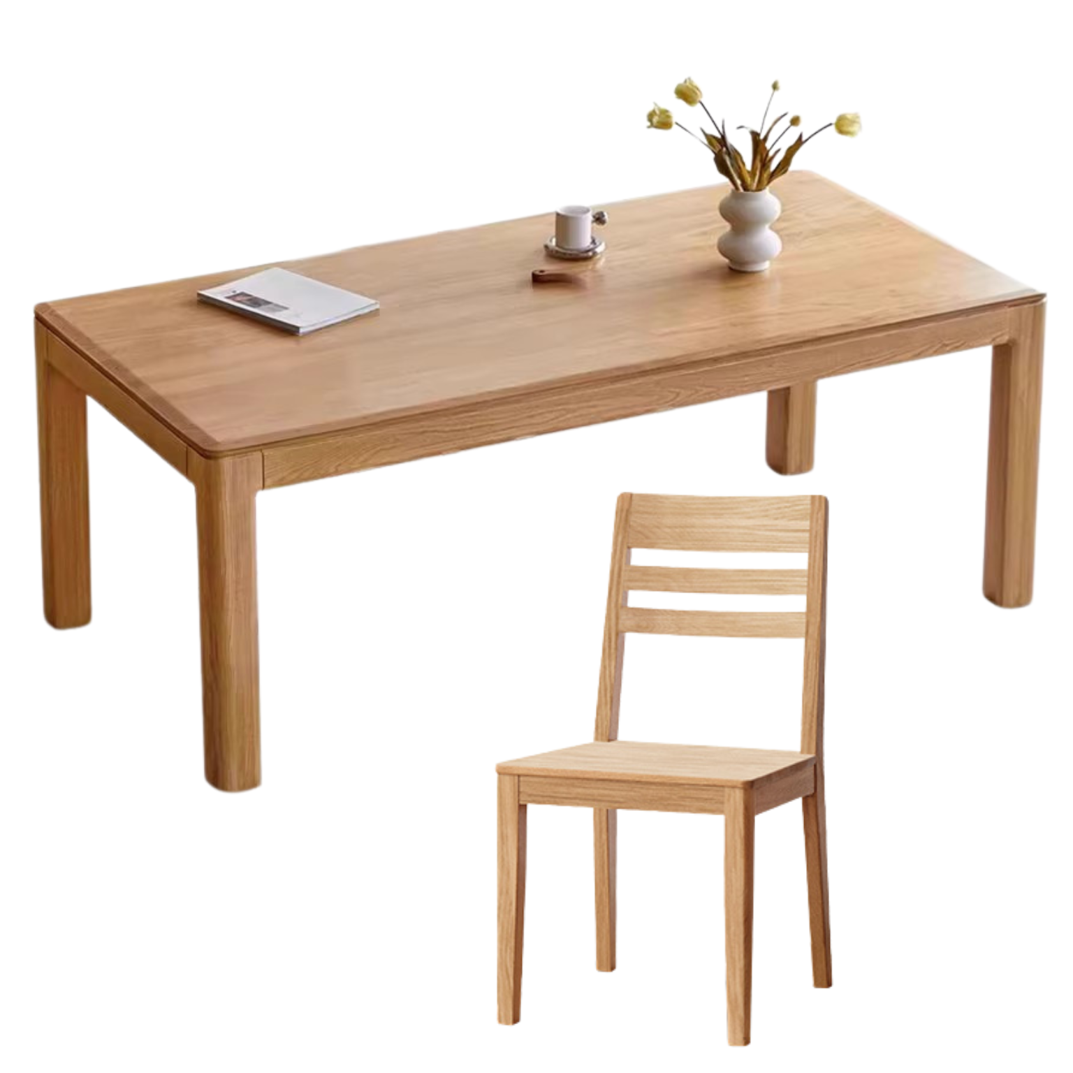Ash, Oak Solid Wood Long Dining Table