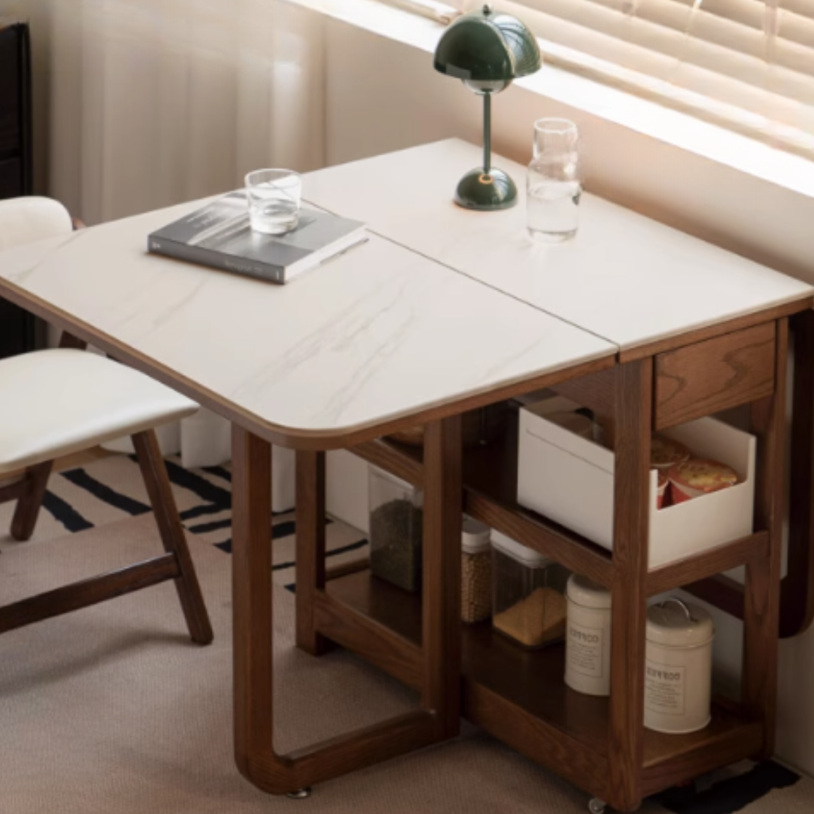 Oak Solid Wood Folding Rock Dining Table