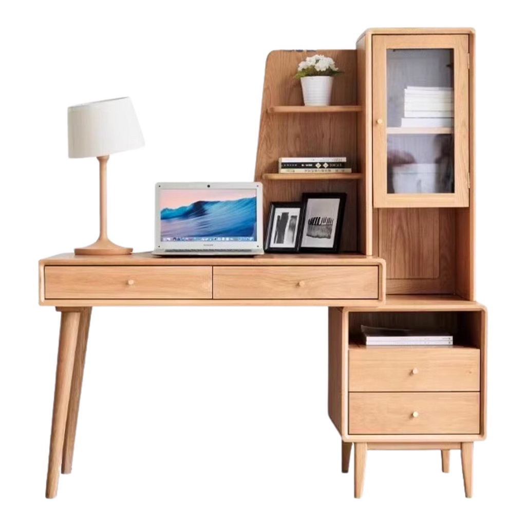 Oak Solid Wood Office Desk Combination