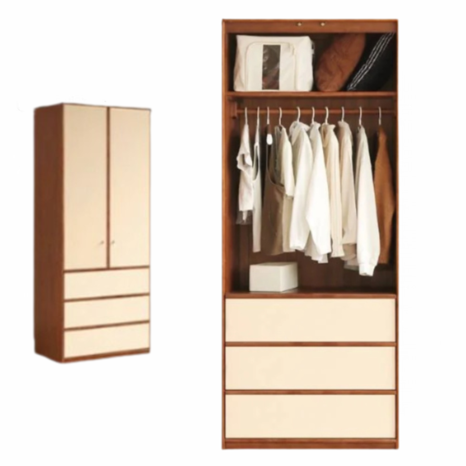 Oak Solid Wood Antique Style Wardrobe.