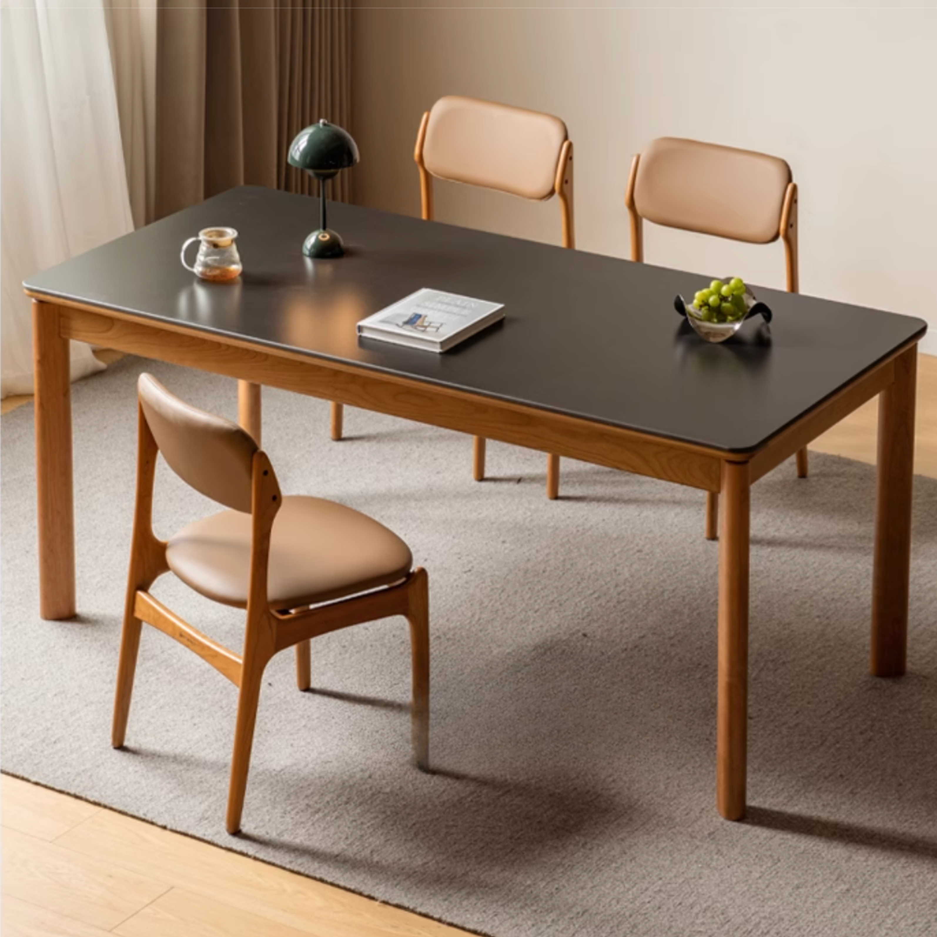 Cherry Solid Wood Rock Board Dining Table