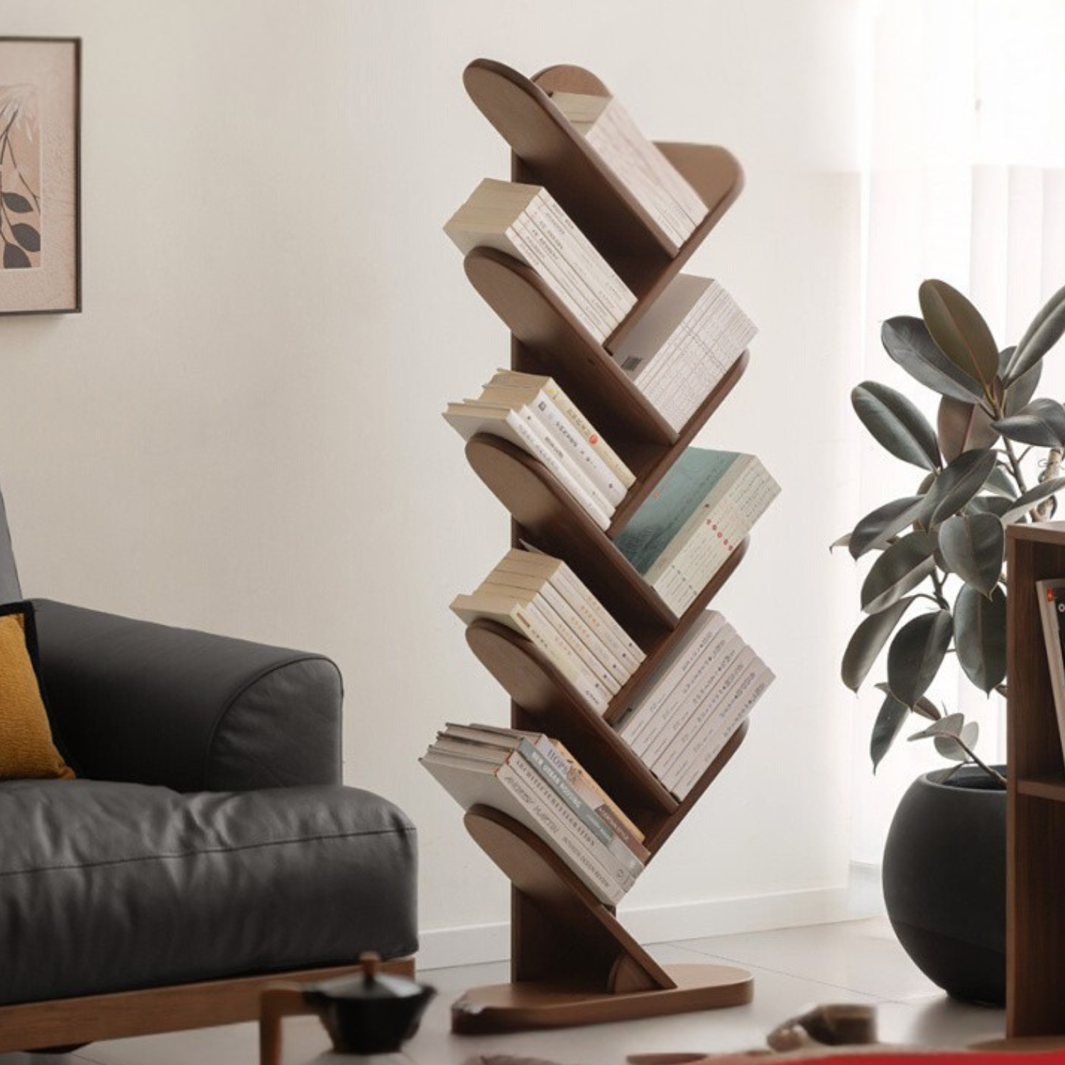 Black Walnut, South American Walnut Solid Wood Layer Rack Bookshelf