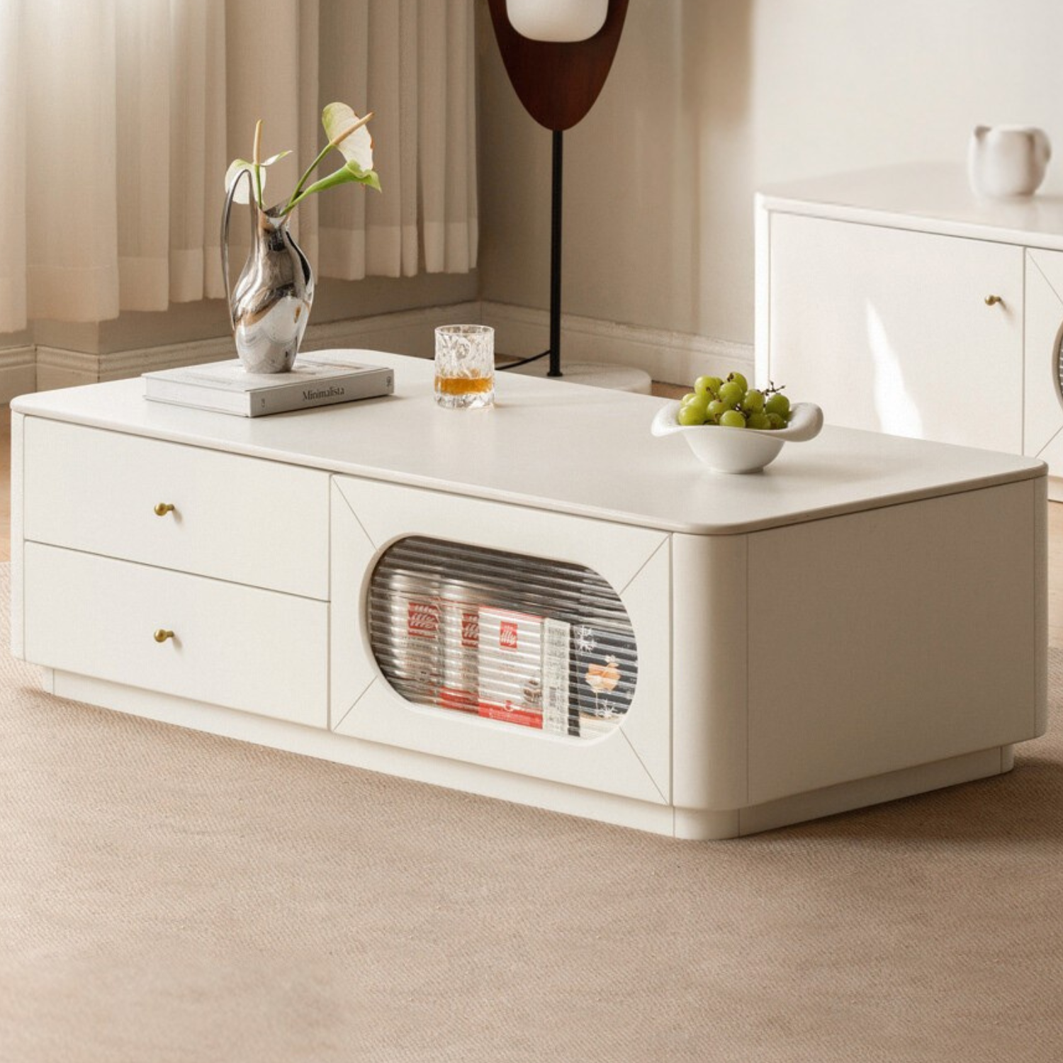 Solid Rubberwood Rock Board Coffee Table