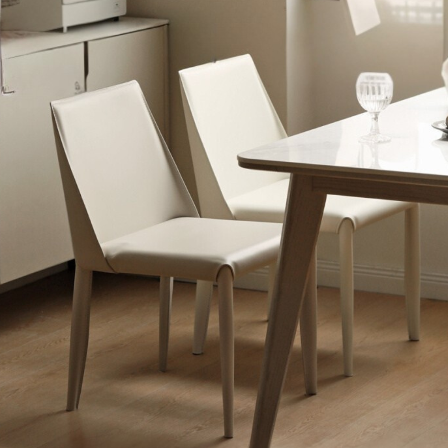 Set pcs 4 Leather Soft Nordic Style Dining Chair