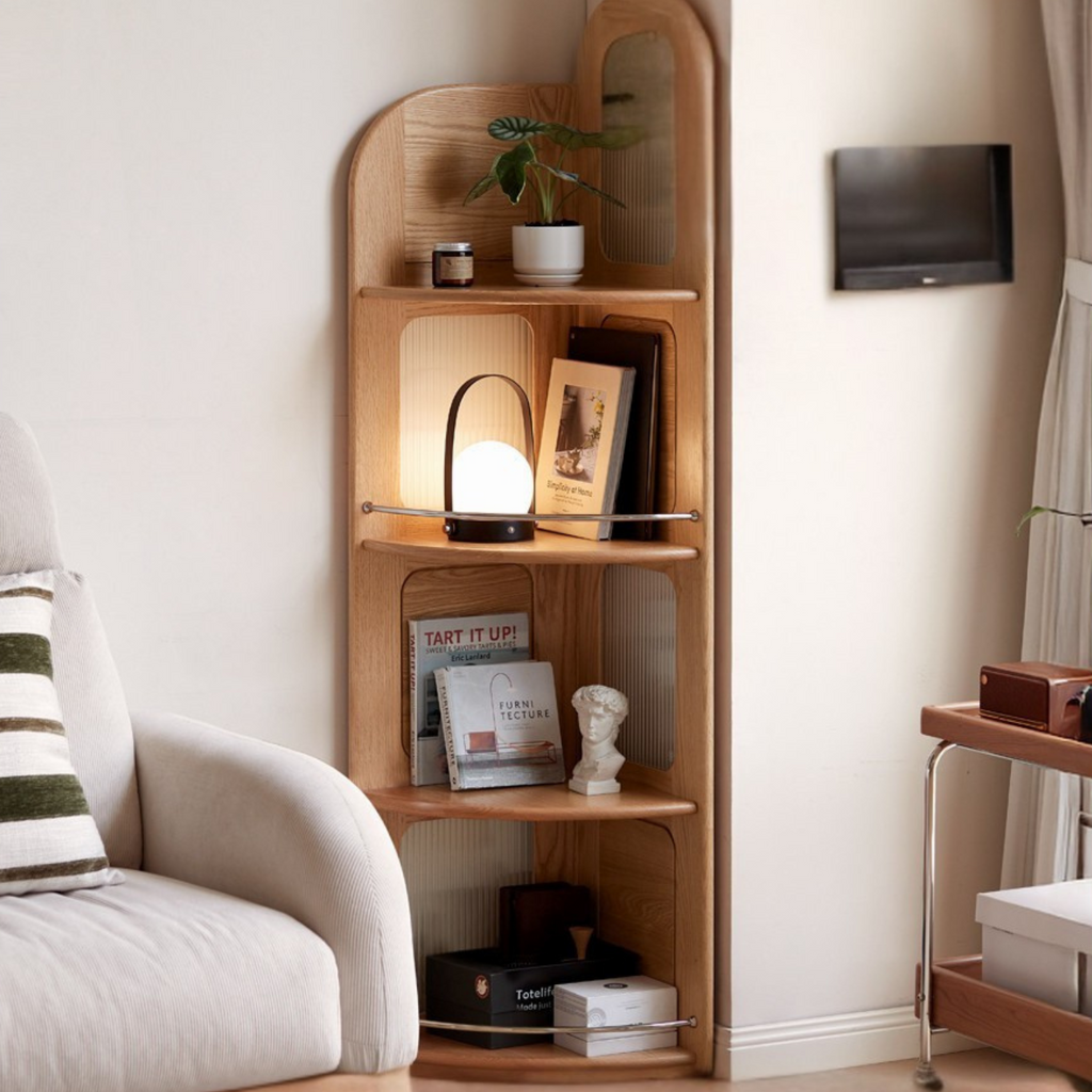 Oak, Ash Solid Wood Corner Bookshelf