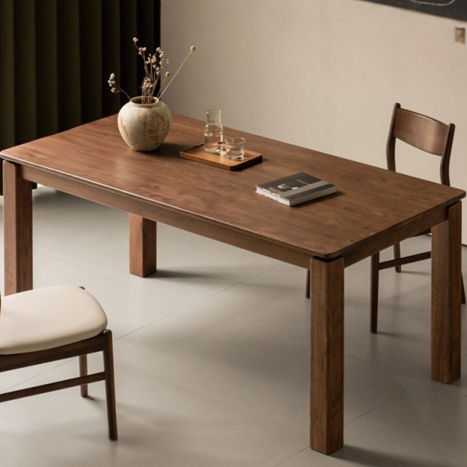 Black Walnut, Ash, Oak Solid Wood Large Board Dining Table