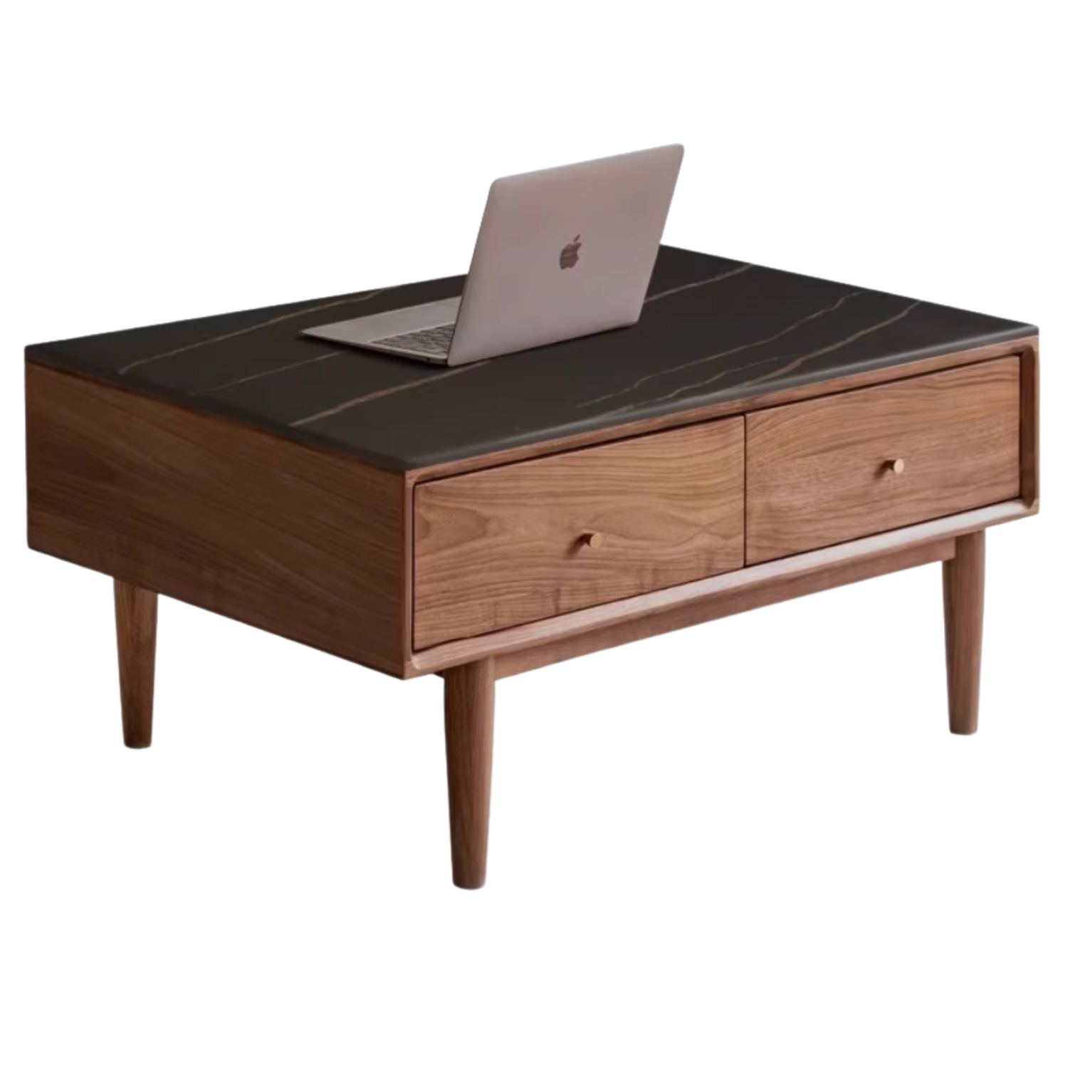 Golden Sandalwood, Black Walnut Solid Wood Rock Plate Tea Table