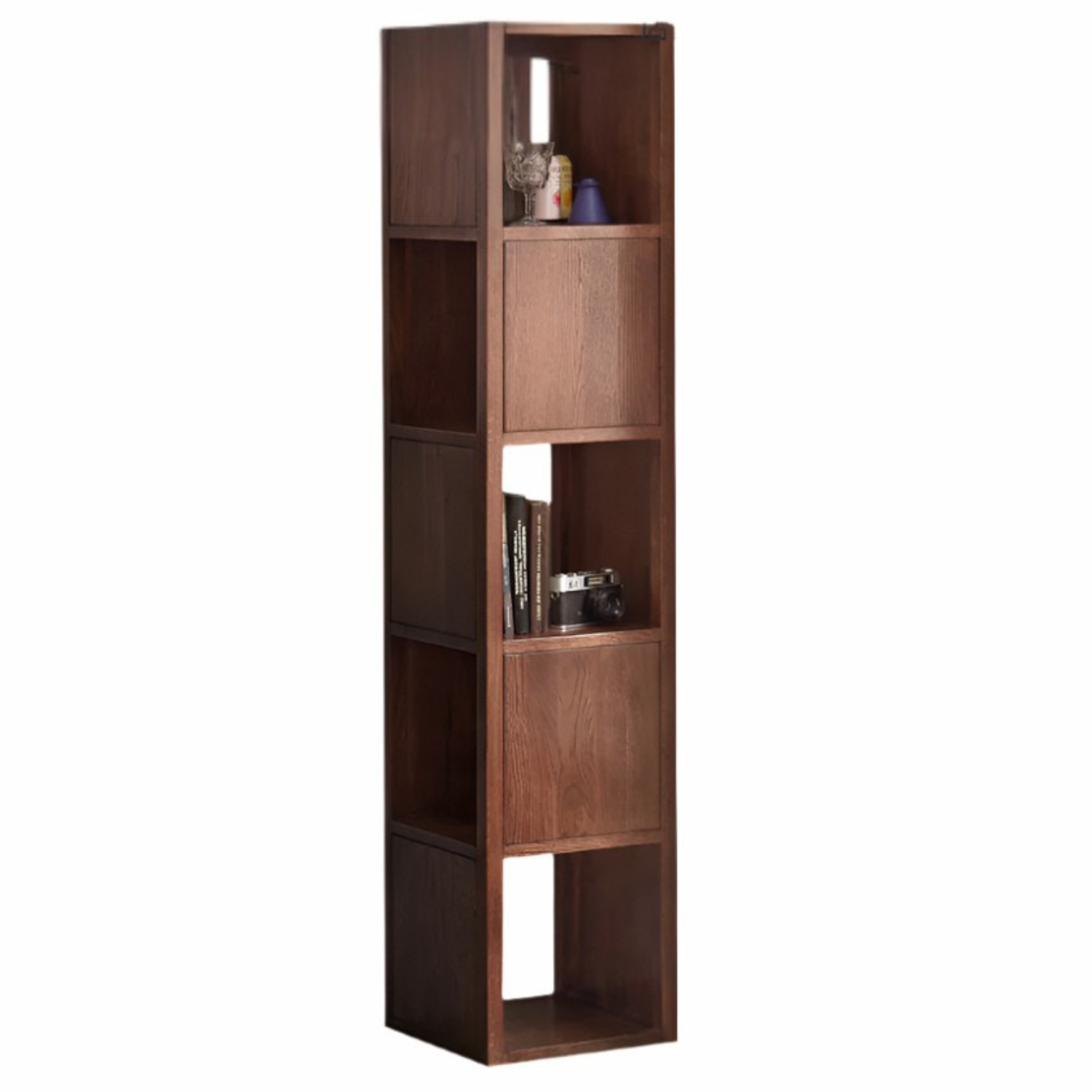 Black Walnut, Oak Solid Wood Corner Bookshelf