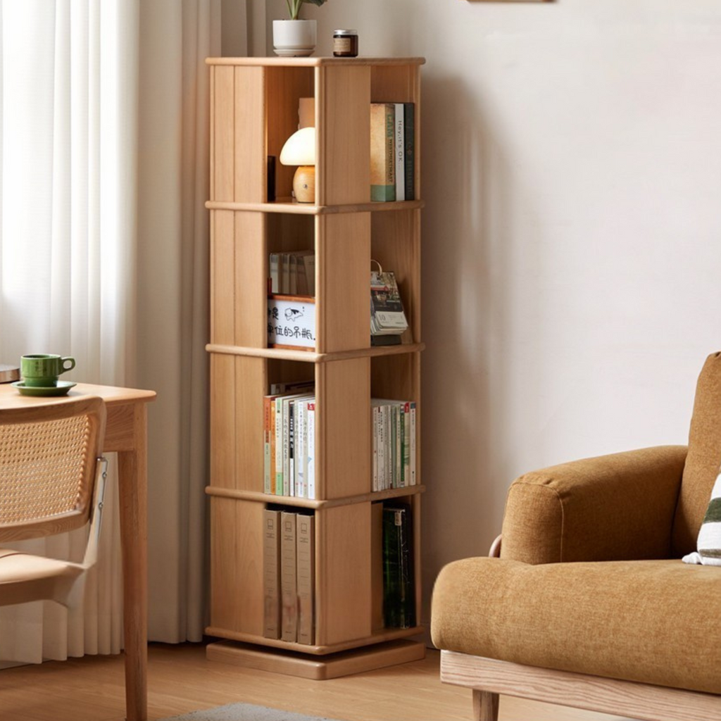Beech Solid Wood Rotating Bookshelf
