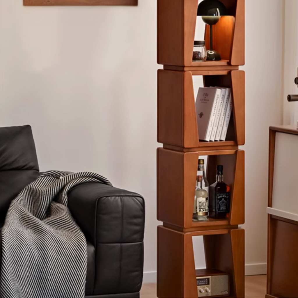 Poplar Solid Wood Bauhaus Style Floor Bookshelf