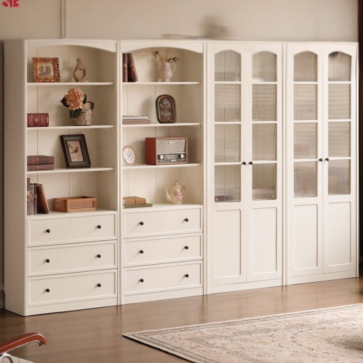 Rubberwood Solid Wood French Style Side Cabinet