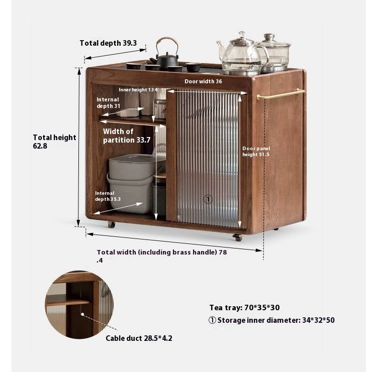 Ash Solid Wood Tea Table With Tea Tray