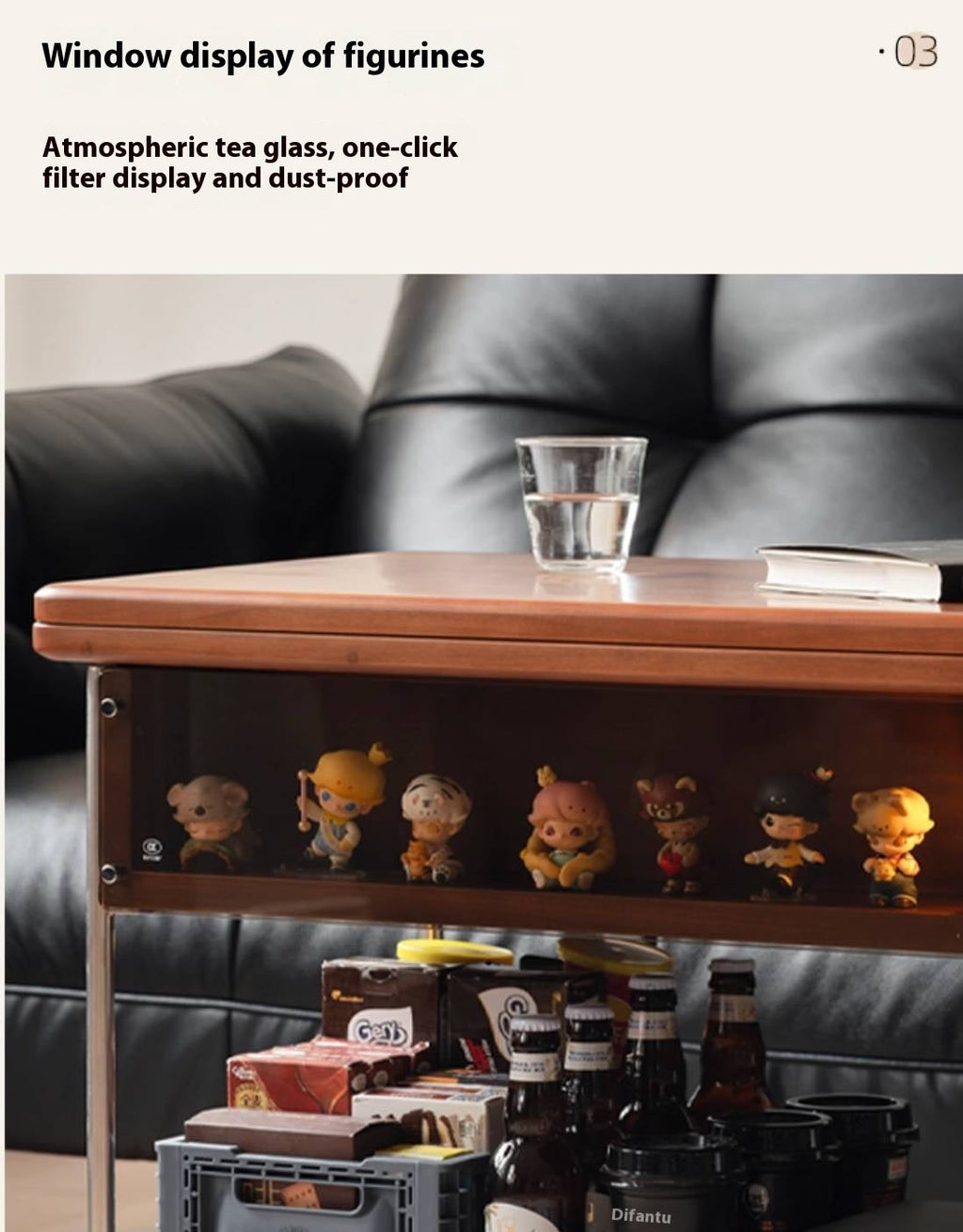 Poplar Solid Wood Middle Ancient Style Mobile Tea Table