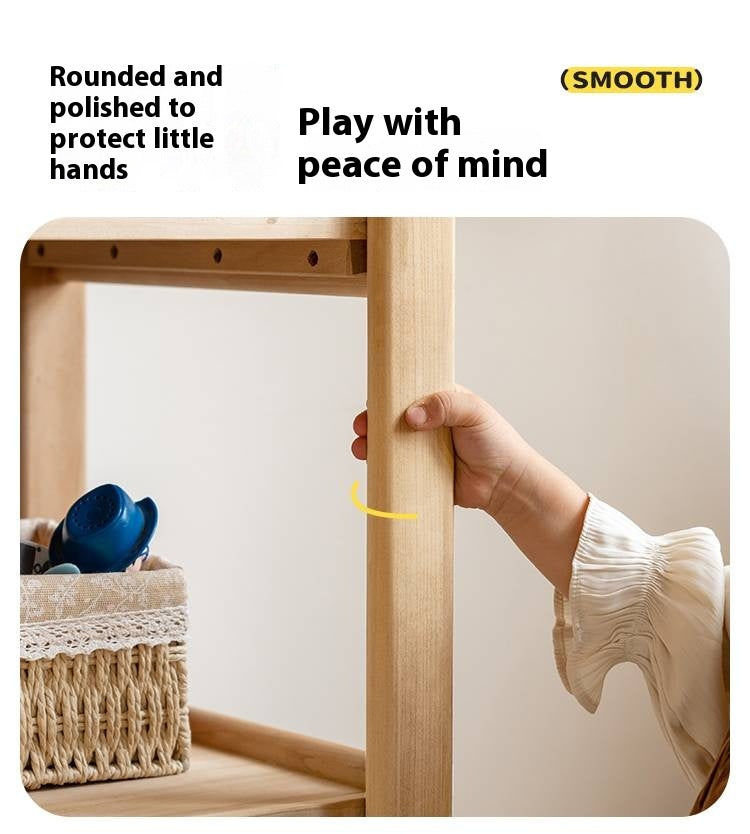 Poplar Solid Wood Children's Toy Storage Cabinet and Wardrobe With Hangers