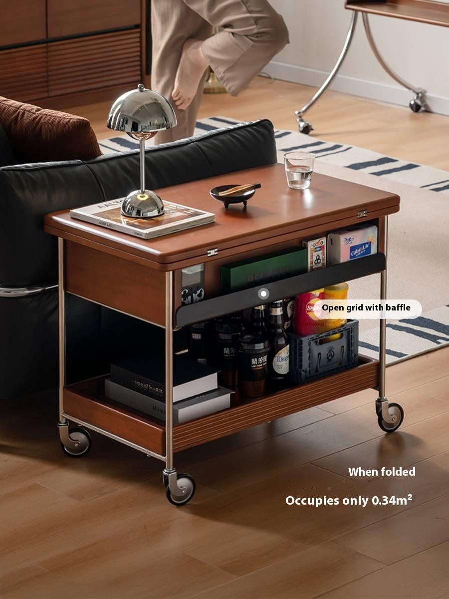 Poplar Solid Wood Middle Ancient Style Mobile Tea Table