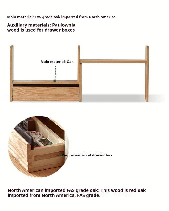 Oak Solid Wood Retractable Storage Desktop Shelf