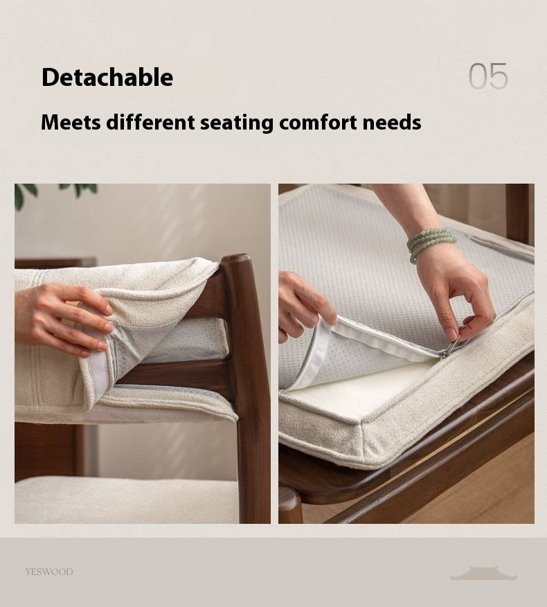 Golden Sandalwood Solid Wood Dining Soft Chair