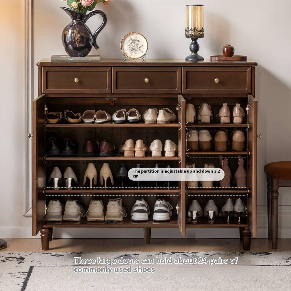 Poplar Solid Wood American Retro Shoe Cabinet