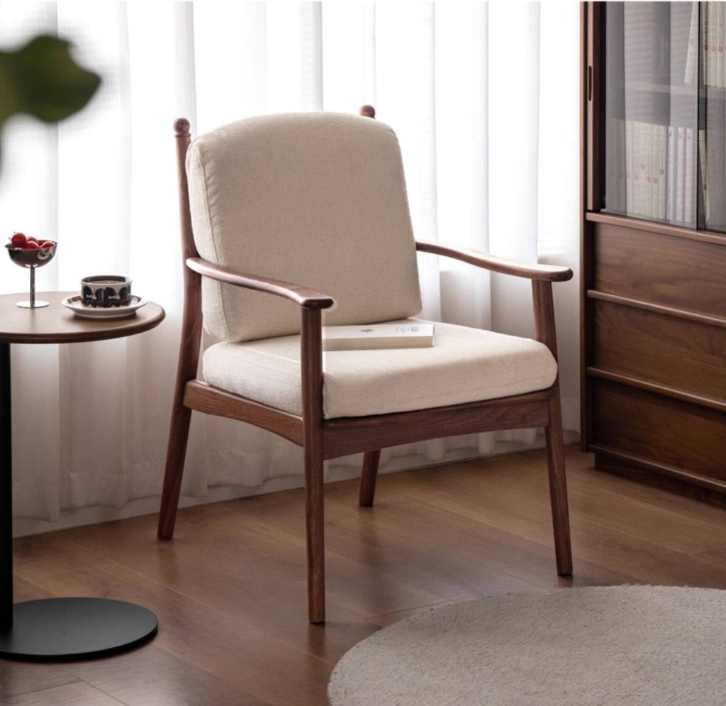 Black Walnut Solid Wood Light Luxury Style Soft Armchair