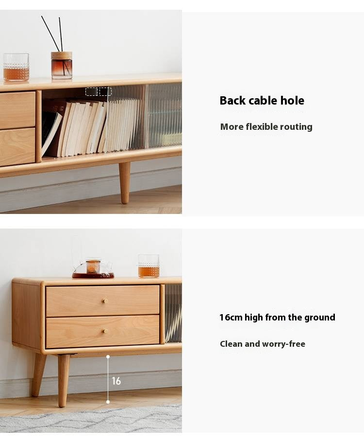 European Beech Solid Wood Floor TV Stand