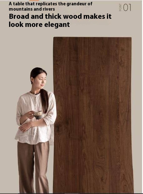 Black Walnut Solid Wood Wabi Sabi Style Large Board Dining Table