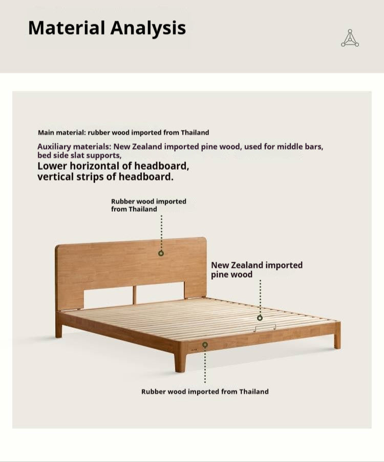Rubberwood Solid Wood Bed