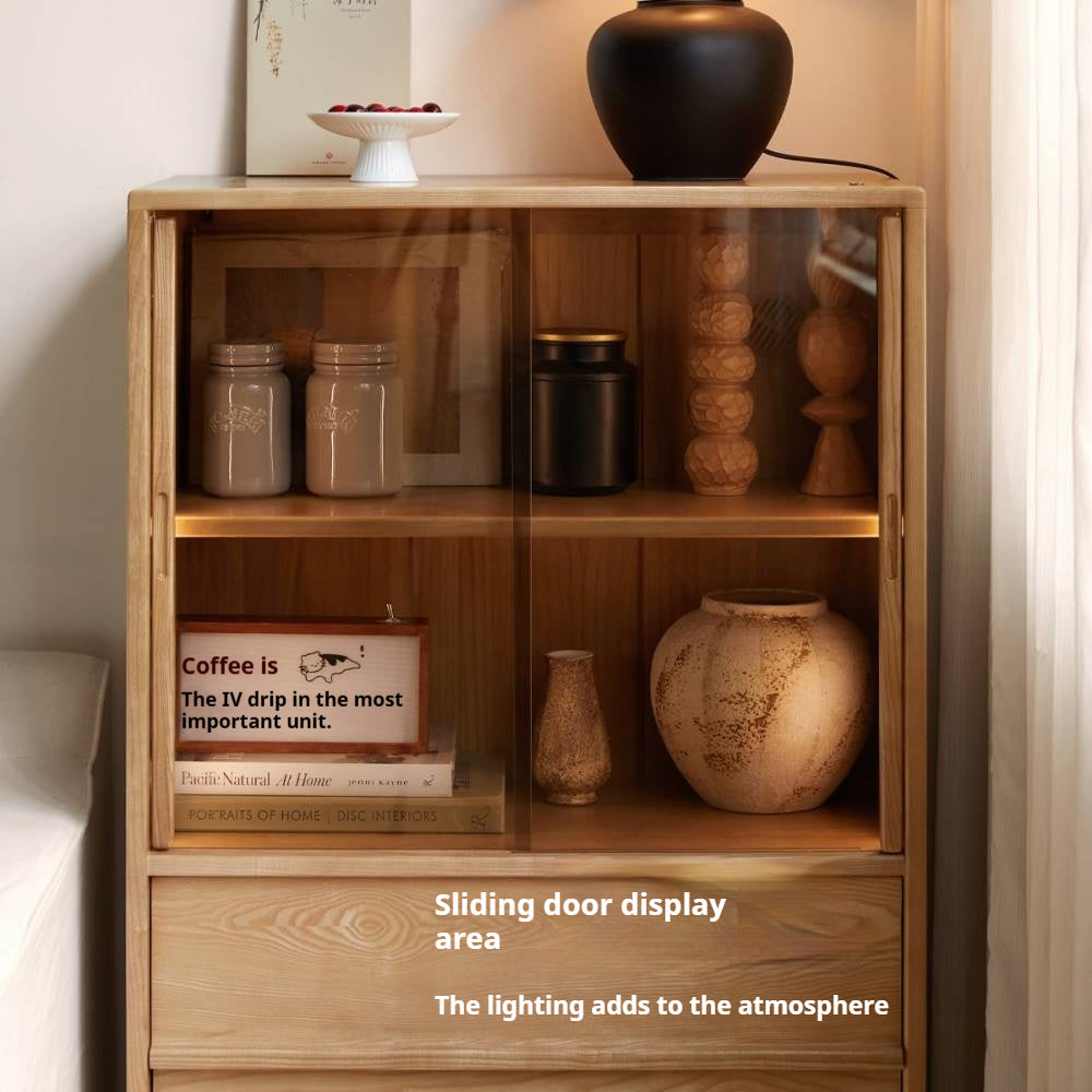 Ash Solid Wood Edge Cabinet Wabi Sabi Style