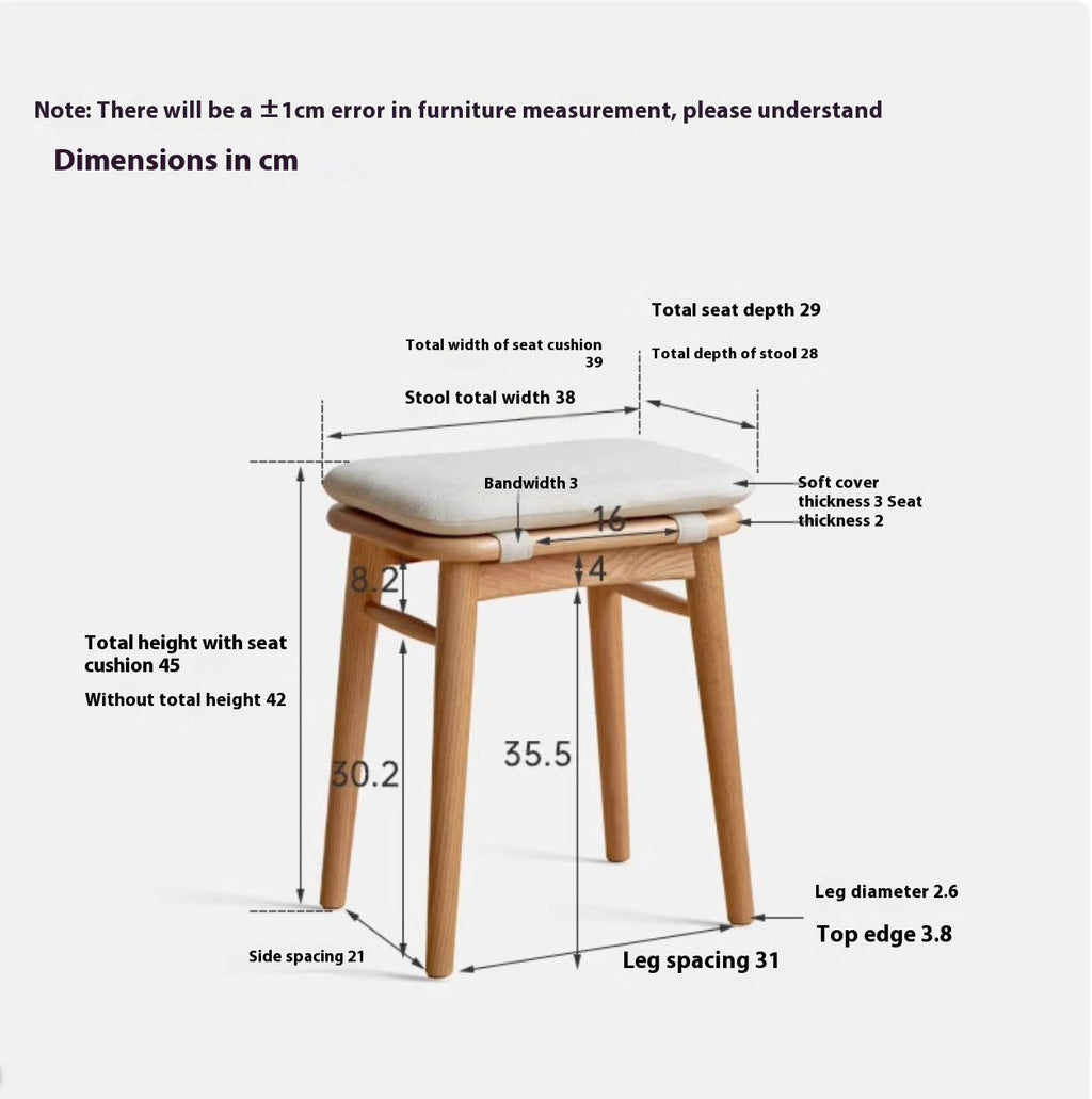 Black Walnut, Oak, Cherry, Rubberwood, Sandalwood Solid Wood Dressing Stool