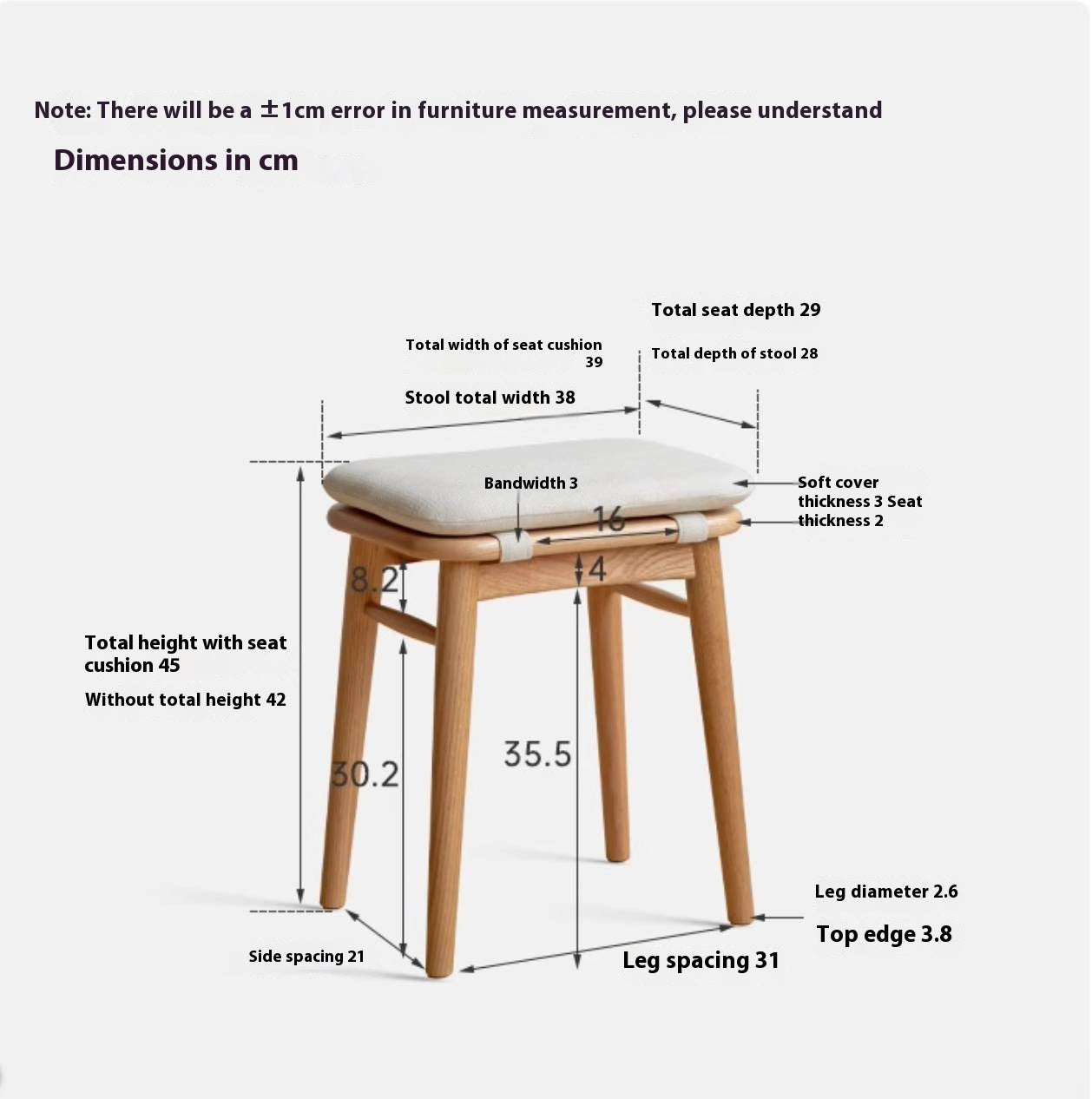 Black Walnut, Oak, Cherry, Rubberwood, Sandalwood Solid Wood Dressing Stool