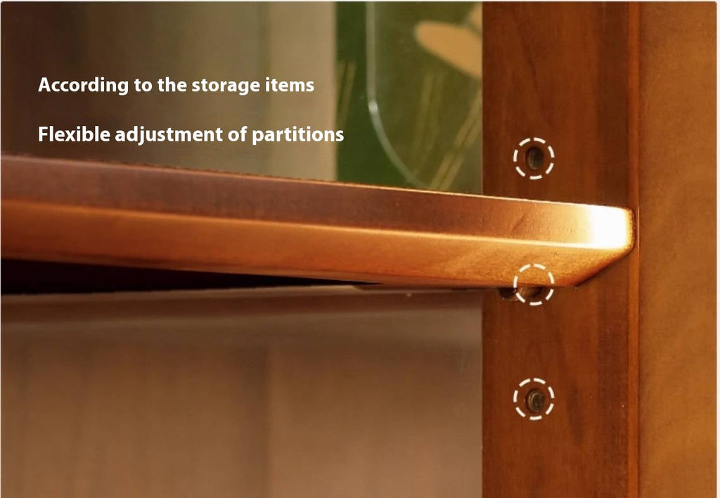 Poplar Solid Wood Antique Style Glass Bookshelf