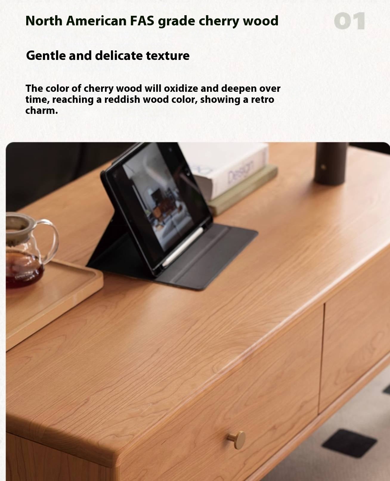 Cherry Solid Wood Medieval Style Coffee Table