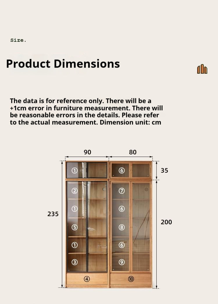 Cherry Solid Wood Bookcase Cabinet Display