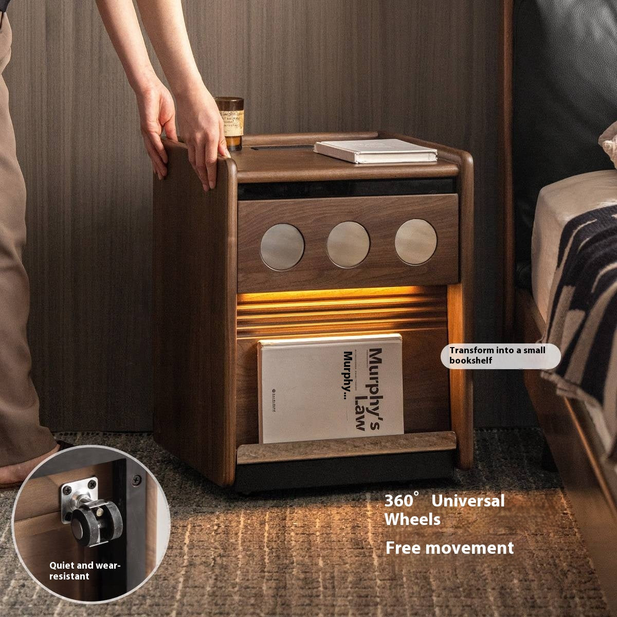 Black Walnut, Cherry, Ash, Poplar Solid Wood Nightstand