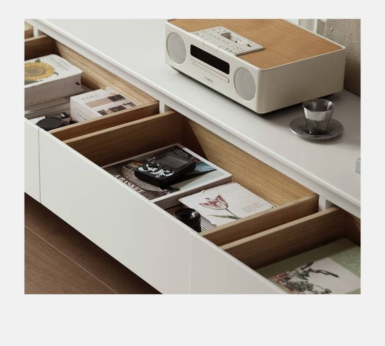 Poplar Solid Wood Cream Style TV Cabinet