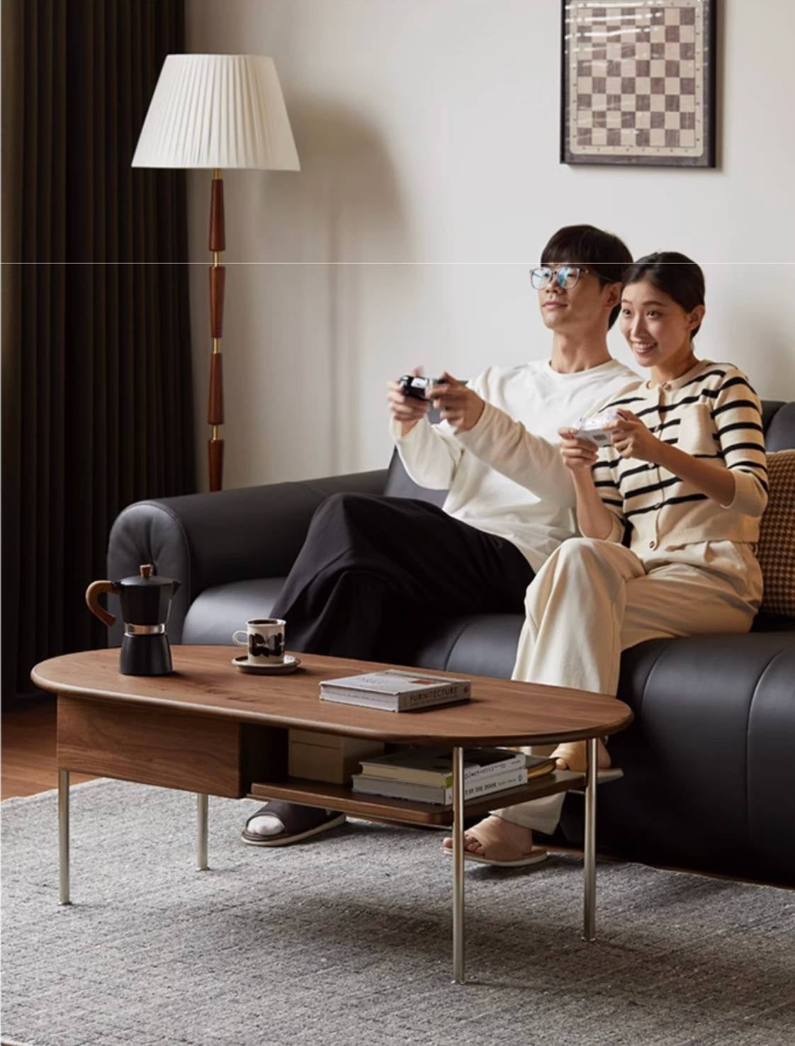 Black Walnut Solid Wood Italian Light Luxury Style Coffee Table