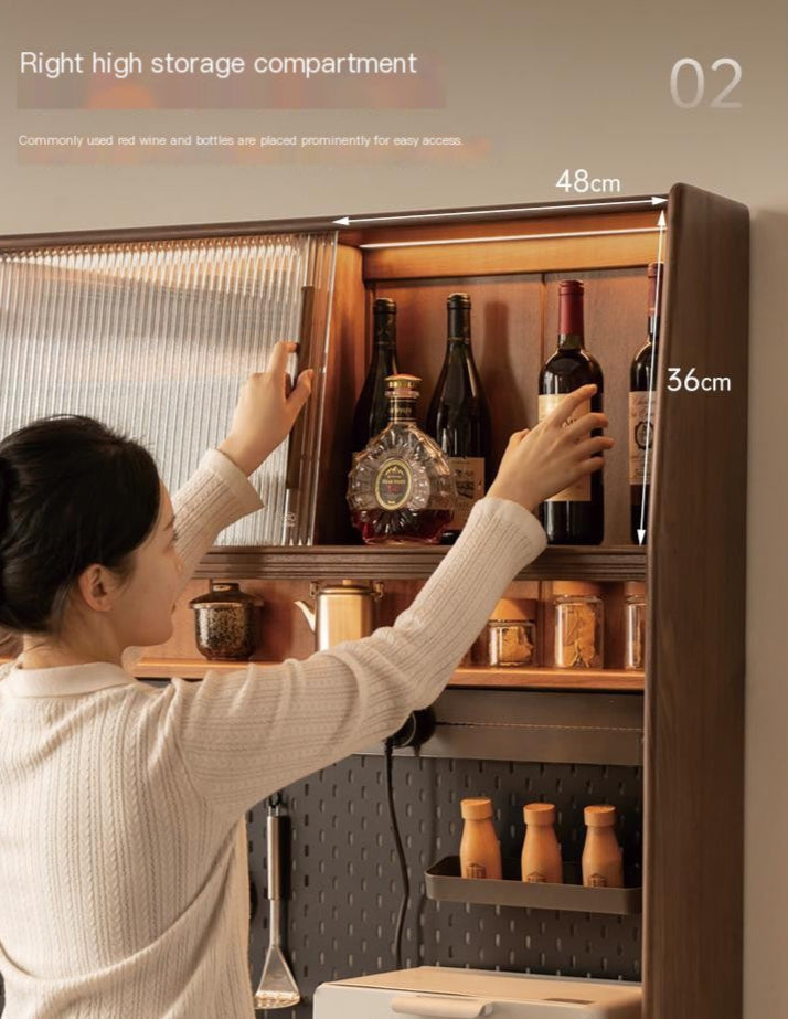 Black Walnut, Oak Solid Wood Light Luxury Style Rock Plate Storage Cabinet