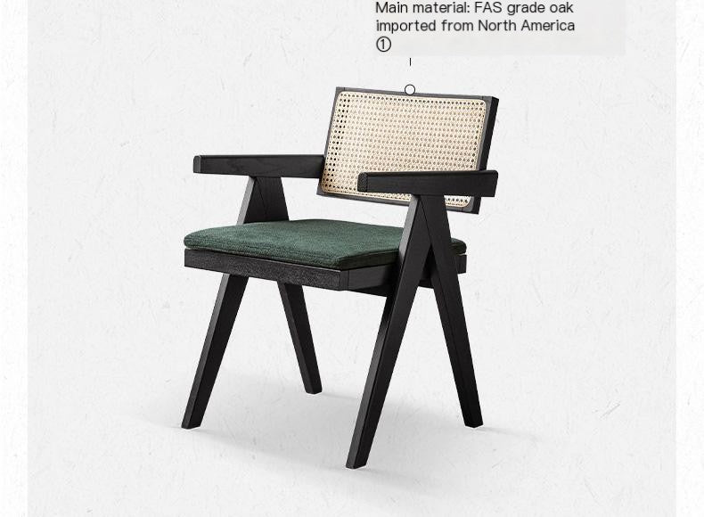 Oak Solid Wood Light Luxury Rattan Chair