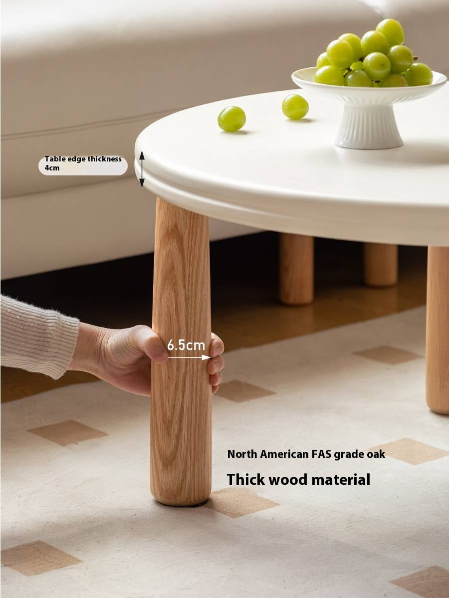Oak Solid Wood Round Coffee Table Combination