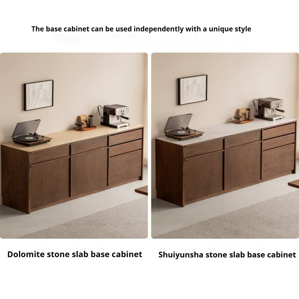 Black Walnut Solid Wood Dining Cabinet Antique Style Rock Board