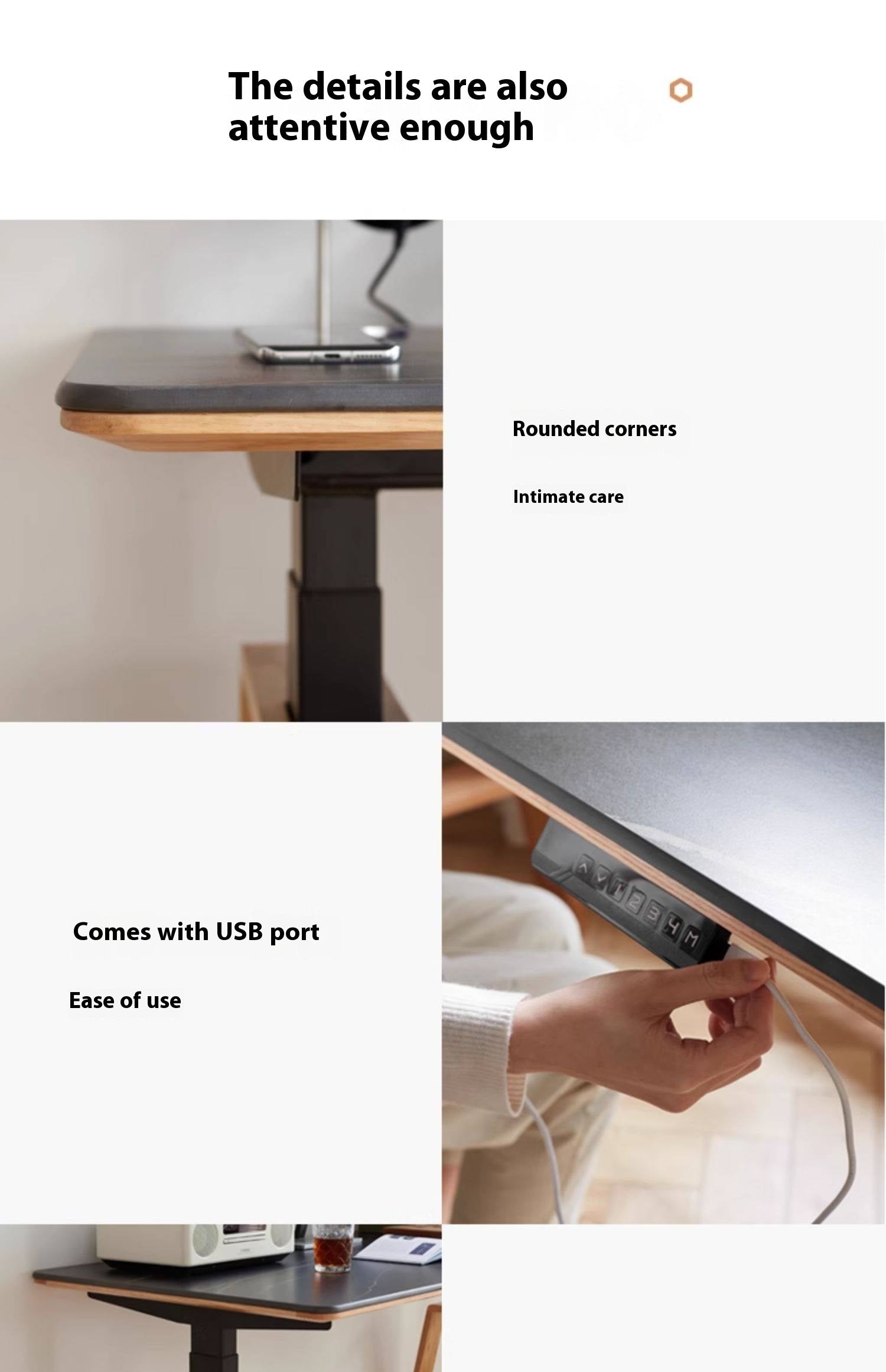 Oak Solid Wood Dual Electric Lifted Office Desk