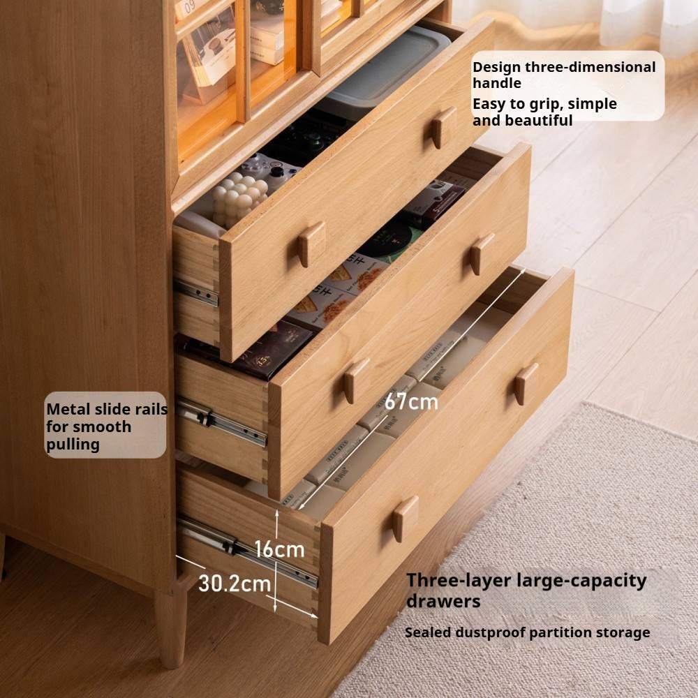 Beech Solid Wood Modern Simple with Light Storage Cabinet