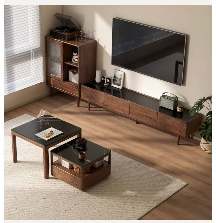 Black Walnut Solid Wood Modern TV Cabinet For Living Room