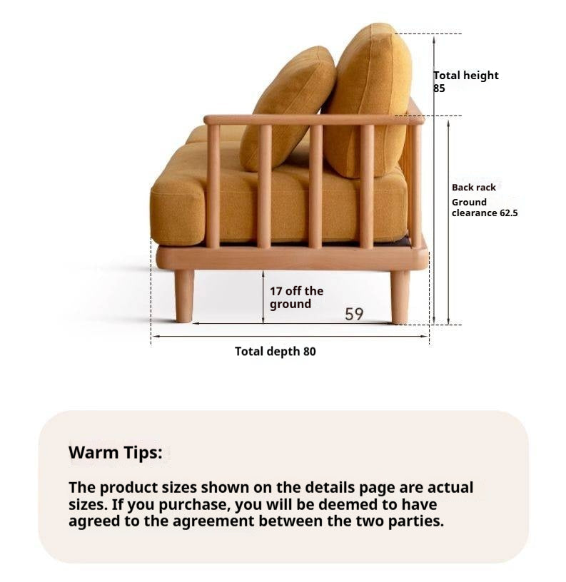 Beech Solid Wood Fabric Sofa Free Combination
