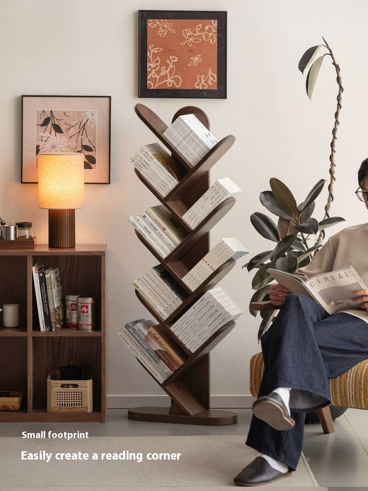 Black Walnut, South American Walnut Solid Wood Layer Rack Bookshelf