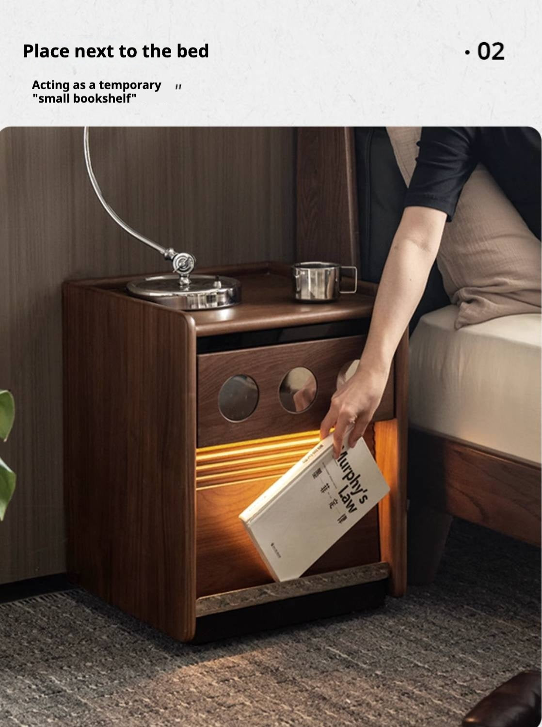 Black Walnut, Cherry, Ash, Poplar Solid Wood Nightstand